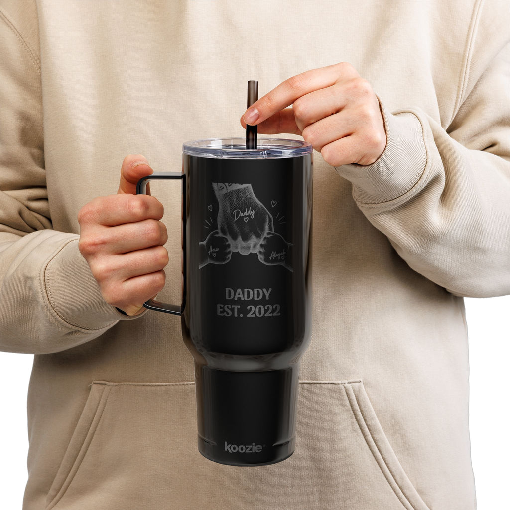 Personalized 40oz Engraved Insulated Tumbler with Lid — Custom Text & Photo, Father's Day Gift