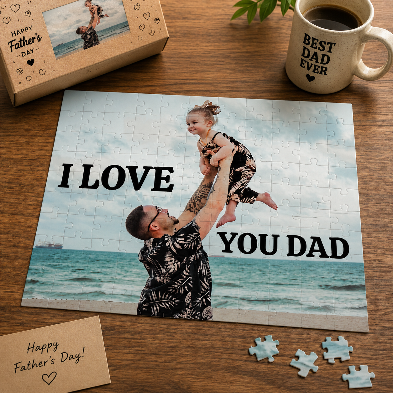 Personalized Photo Puzzle – "I Love You Dad" Custom Jigsaw (110–1014 pcs) - fathers day gift