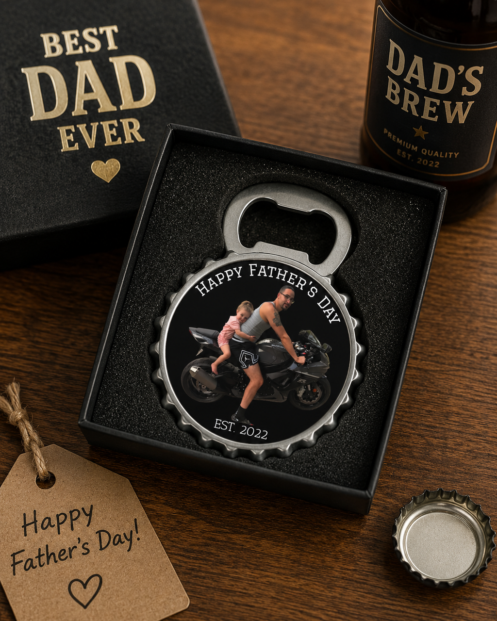 Personalized Photo Bottle Opener — Father's Day Bottle Cap Opener