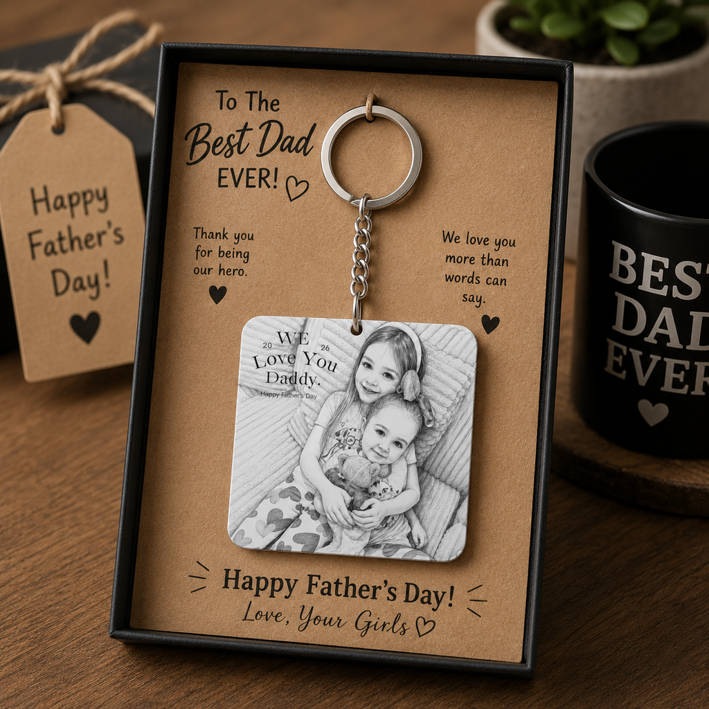 Square Photo Keychain – Personalized  Keepsake |  best dad ever| happy fathers day